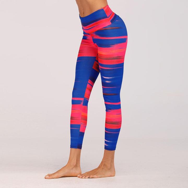 Glamour Striped Print Fitness Leggings